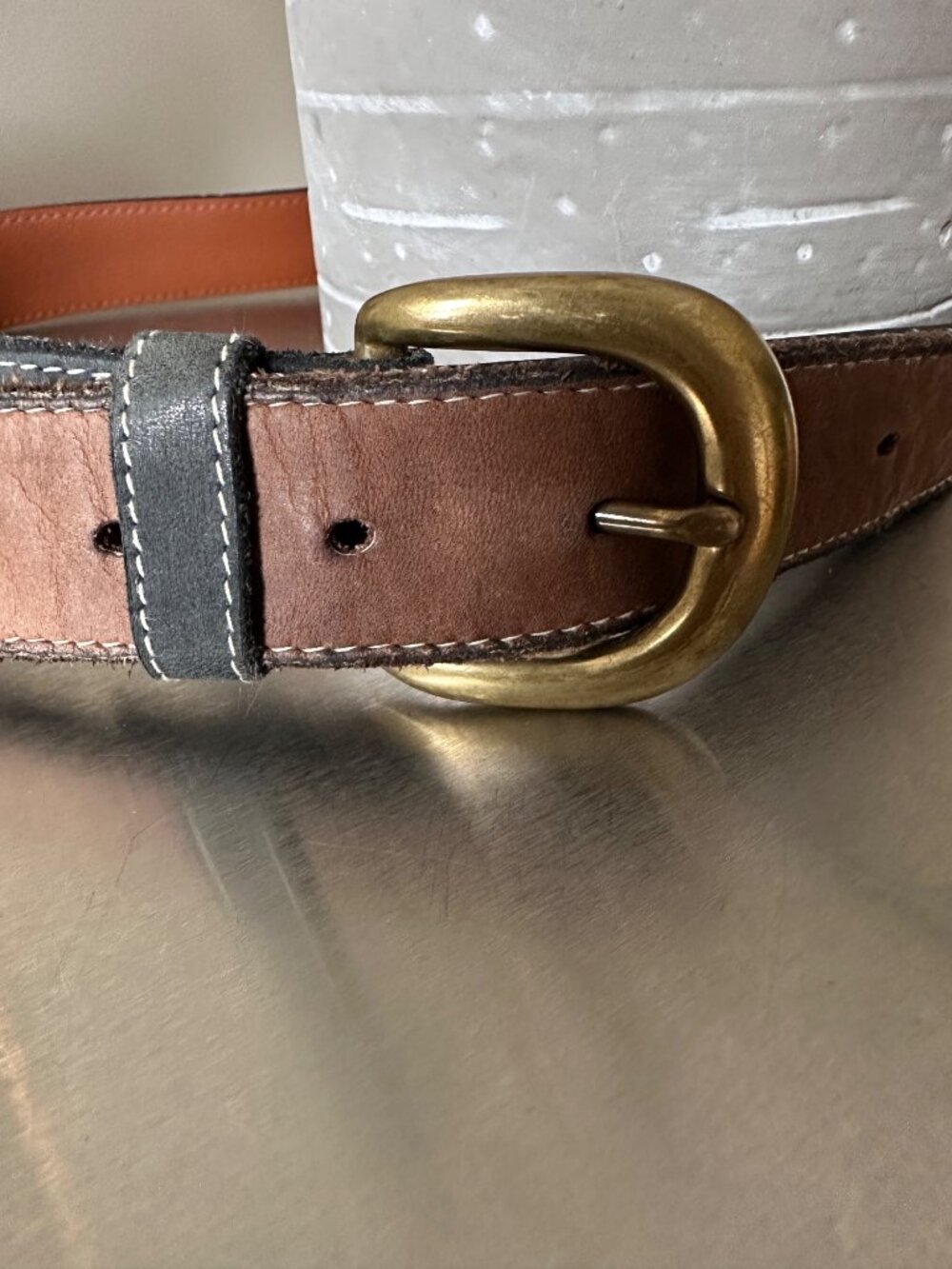 Vtg Gap Leather Belt Mens 32 Patch Sections Suede 70s Vibe Retro Boho - Picture 12 of 12